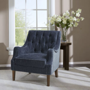 Qwen Button Tufted Accent Chair in Navy From Madison Park