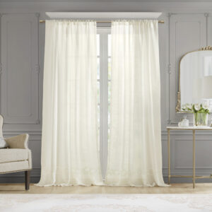 Cornelli Embroidery Curtain Panel (Single) in Ivory From Croscill Classics