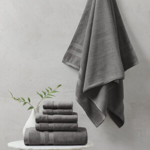 Plume 100% Cotton Feather Touch Antimicrobial Towel 6 Piece Set in Charcoal From Beautyrest