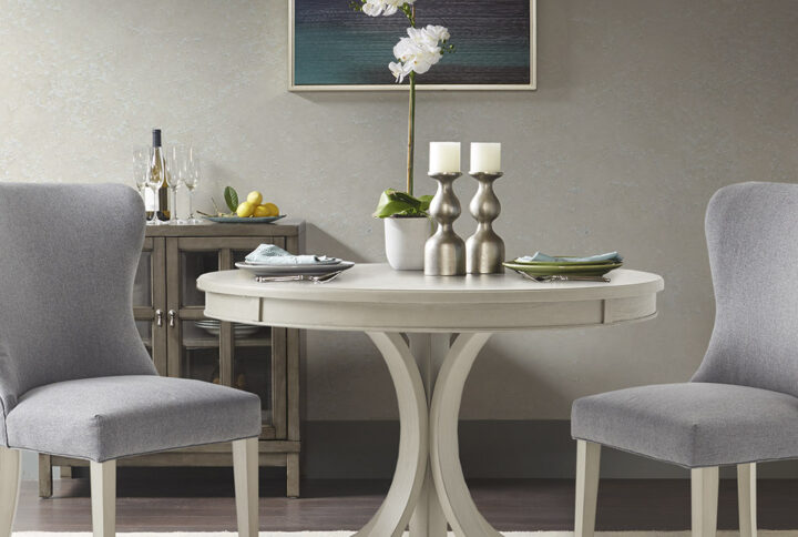 Helena Round Dining Table in Antique Cream From Madison Park Signature