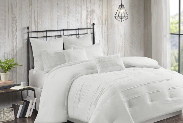 Jenda 8 Piece Comforter Set in White From 510 Design