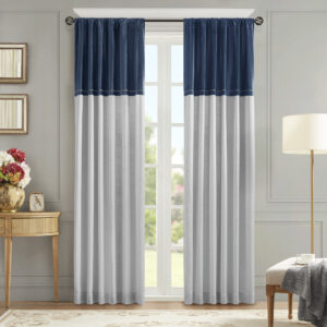 Vicenza Invertible Curtain Panel (Single) in Navy/Silver From Croscill Classics