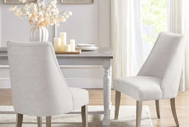 Winfield Upholstered Dining chair Set of 2 in Ivory From Martha Stewart