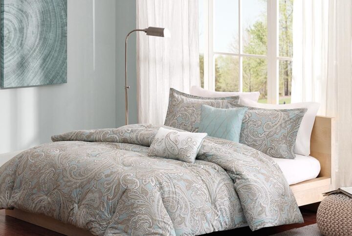 Ronan 5 Piece Cotton Comforter Set in Blue From Madison Park Pure