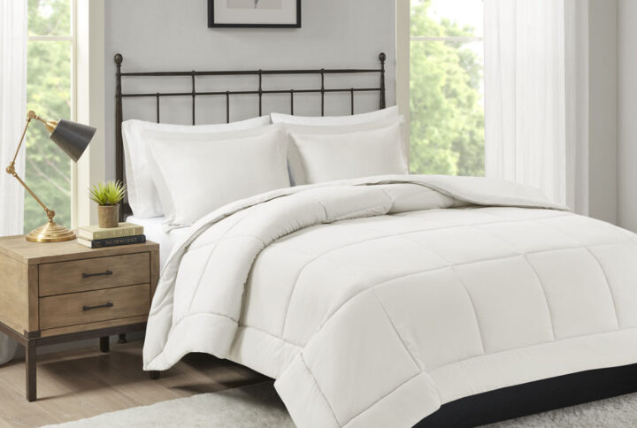 Sarasota Microcell Down Alternative Comforter Mini Set in Ivory From Madison Park