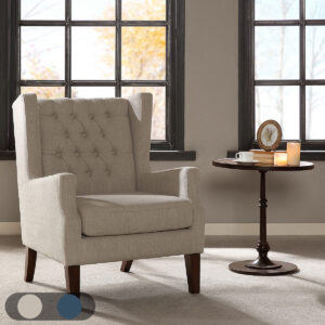 Maxwell Button Tufted Wing Chair in Linen From Madison Park