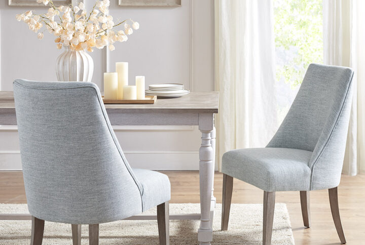 Winfield Upholstered Dining chair Set of 2 in Light Blue From Martha Stewart