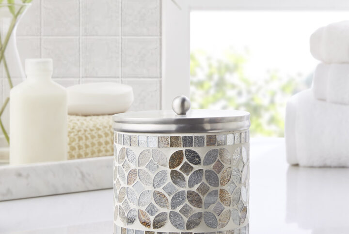 Seville Mosaic Glass Jar in Silver From Croscill