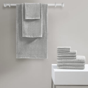 Big Bundle 100% Cotton Quick Dry 12 Piece Bath Towel Set in Silver From 510 Design