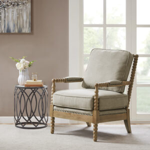 Donohue Accent Arm Chair in Light Grey/Camel Oak From Madison Park