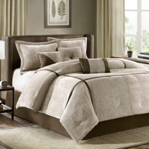 Dallas 7 Piece Micro Corduroy Comforter Set in Taupe From Madison Park