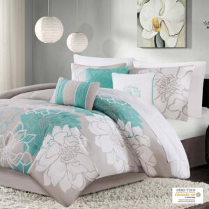 Lola Printed Cotton Sateen Comforter Set in Aqua From Madison Park