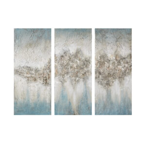 Blue Luminous Heavily Embellished 3-piece Canvas Wall Art Set in Blue From Madison Park