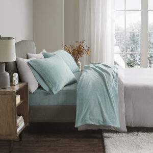 Soloft Plush Micro Plush Sheet Set in Aqua From True North by Sleep Philosophy