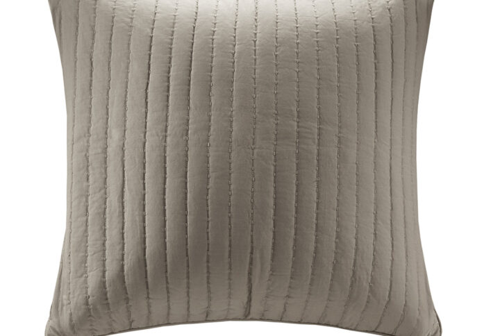 Camila Cotton Quilted Euro Sham in Taupe From INK+IVY