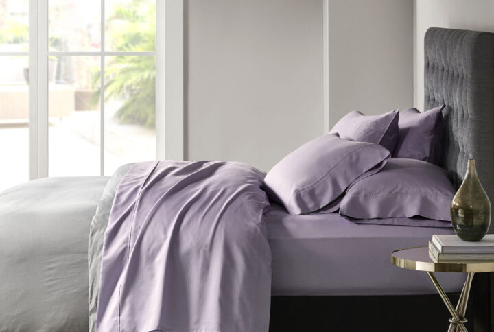 800 Thread Count Cotton Blend Sateen Sheet Set in Purple From Madison Park