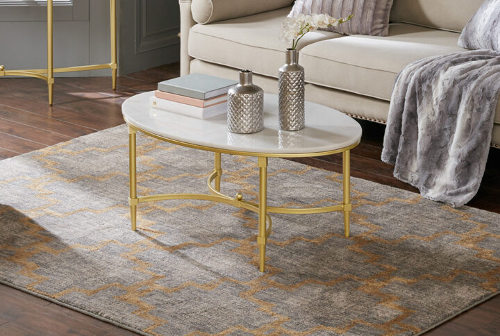 Bordeaux Coffee Table in White/Gold From Madison Park Signature