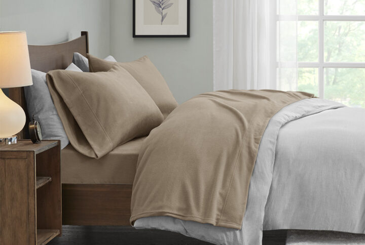 Micro Fleece Sheet Set in Brown From True North by Sleep Philosophy