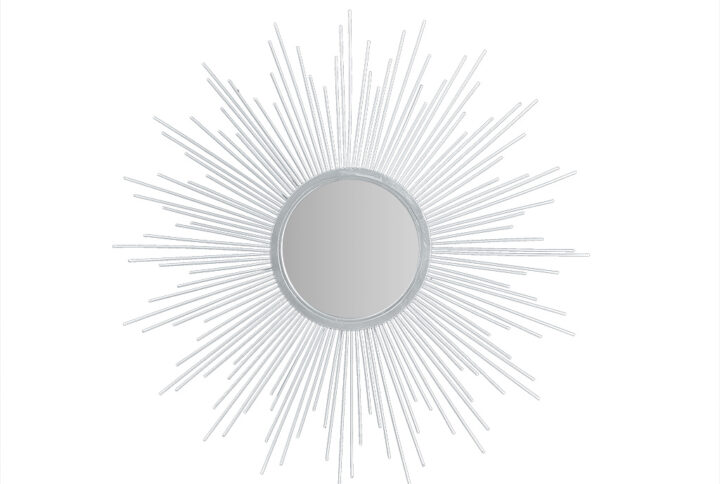 Fiore Sunburst Wall Decor Mirror 29.5"D in Silver From Madison Park