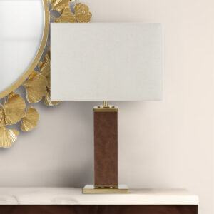 Hawley Faux Leather Table Lamp in Gold/Brown From Martha Stewart