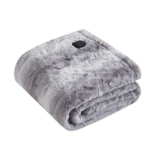 Zuri Faux Fur Heated Wrap with Built-in Controller in Grey From Beautyrest