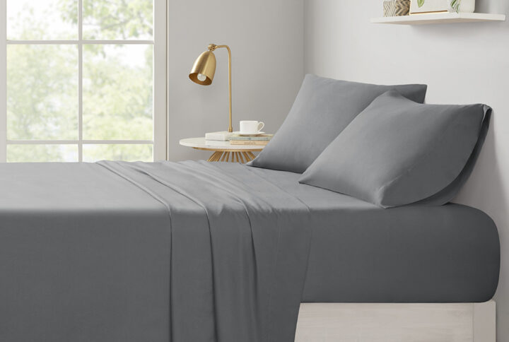 Microfiber All Season Soft Touch Sheet Set in Charcoal From Intelligent Design