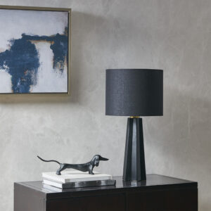 Athena Geometric Ceramic Table Lamp in Black From Martha Stewart