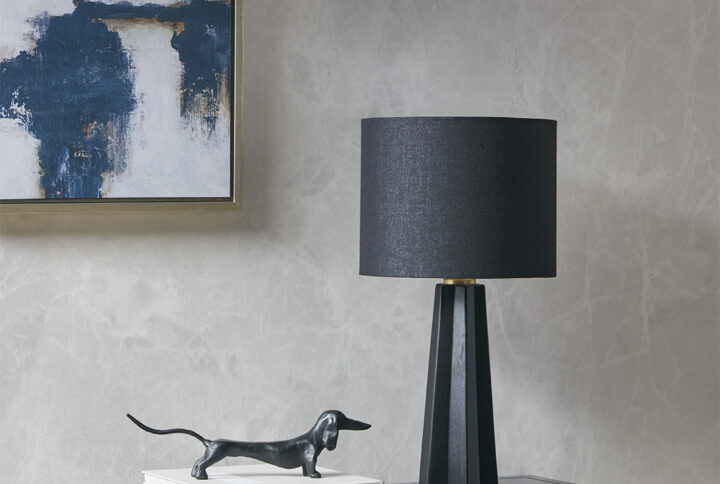 Athena Geometric Ceramic Table Lamp in Black From Martha Stewart