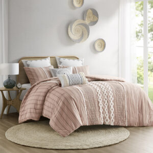 Imani Cotton Printed Comforter Set with Chenille in Blush From INK+IVY