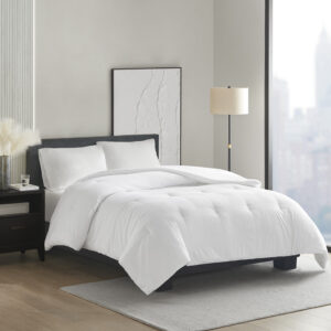 Honeycomb Textured Oversized Down Alternative Comforter in White From Madison Park