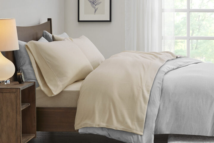 Micro Fleece Sheet Set in Khaki From True North by Sleep Philosophy