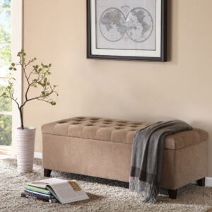 Shandra Tufted Top Soft Close Storage Bench in Sand From Madison Park