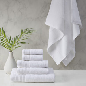 Nuage Cotton Tencel Blend Antimicrobial 6 Piece Towel Set in White From Beautyrest