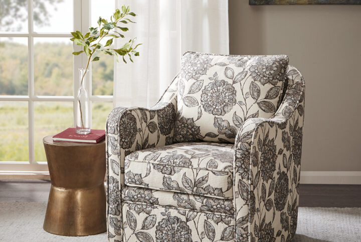 Brianne Wide Seat Swivel Arm Chair in Multi From Madison Park