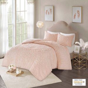 Laetitia 3-Piece Tufted Cotton Chenille Medallion Comforter Set in Blush From Madison Park