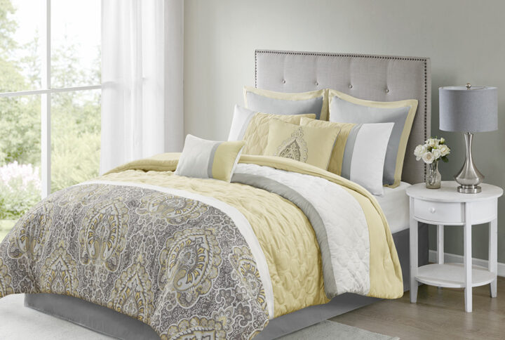 Shawnee 8 Piece Comforter Set in Yellow From 510 Design