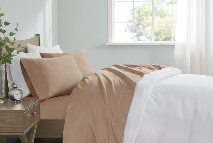 600 Thread Count Pima Cotton Sheet Set in Rose Gold From Madison Park