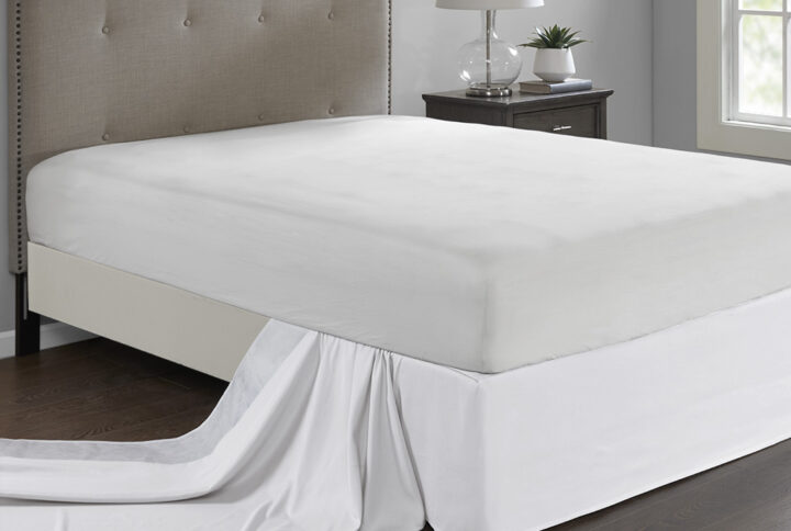 Simple Fit Wrap Around Adjustable Bedskirt in White From Madison Park