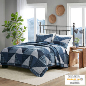 Olsen Olsen 3 Piece Oversized Cotton Quilt Set in Blue From Woolrich