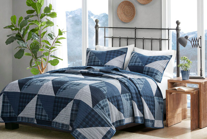 Olsen Olsen 3 Piece Oversized Cotton Quilt Set in Blue From Woolrich