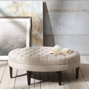 Martin Surfboard Tufted Ottoman in Linen From Madison Park