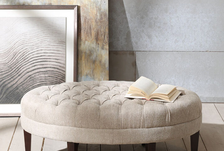 Martin Surfboard Tufted Ottoman in Linen From Madison Park