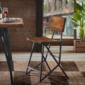 Trestle Counter Stool in Reclaimed Brown/ Gun Metal From INK+IVY