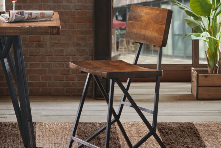 Trestle Counter Stool in Reclaimed Brown/ Gun Metal From INK+IVY