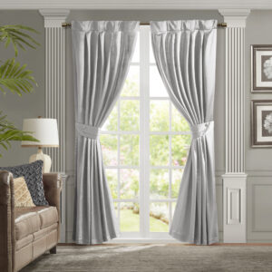 Avignon Pleat Curtain Panel with Tieback (Single) in Silver From Croscill Classics