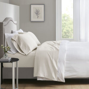 700 Thread Count Cotton Tri-Blend 4 PC Sheet Set in Ivory From Beautyrest