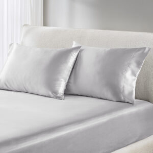 Satin Luxury 2 PC Pillowcases in Light Grey From Madison Park Essentials