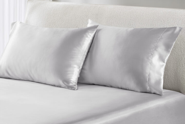 Satin Luxury 2 PC Pillowcases in Light Grey From Madison Park Essentials