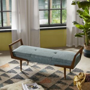 Boomerang Bench in Blue/Pecan From INK+IVY