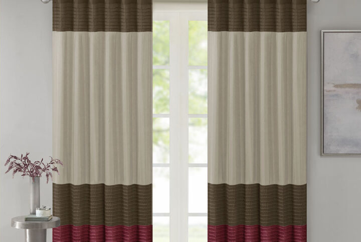 Amherst Polyoni Pintuck Curtain Panel in Red From Madison Park